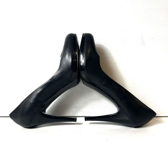 Nine West Women Sz 9M Classic Black Leather Pump Stiletto Heels Platform Slip On - Picture 6 of 11